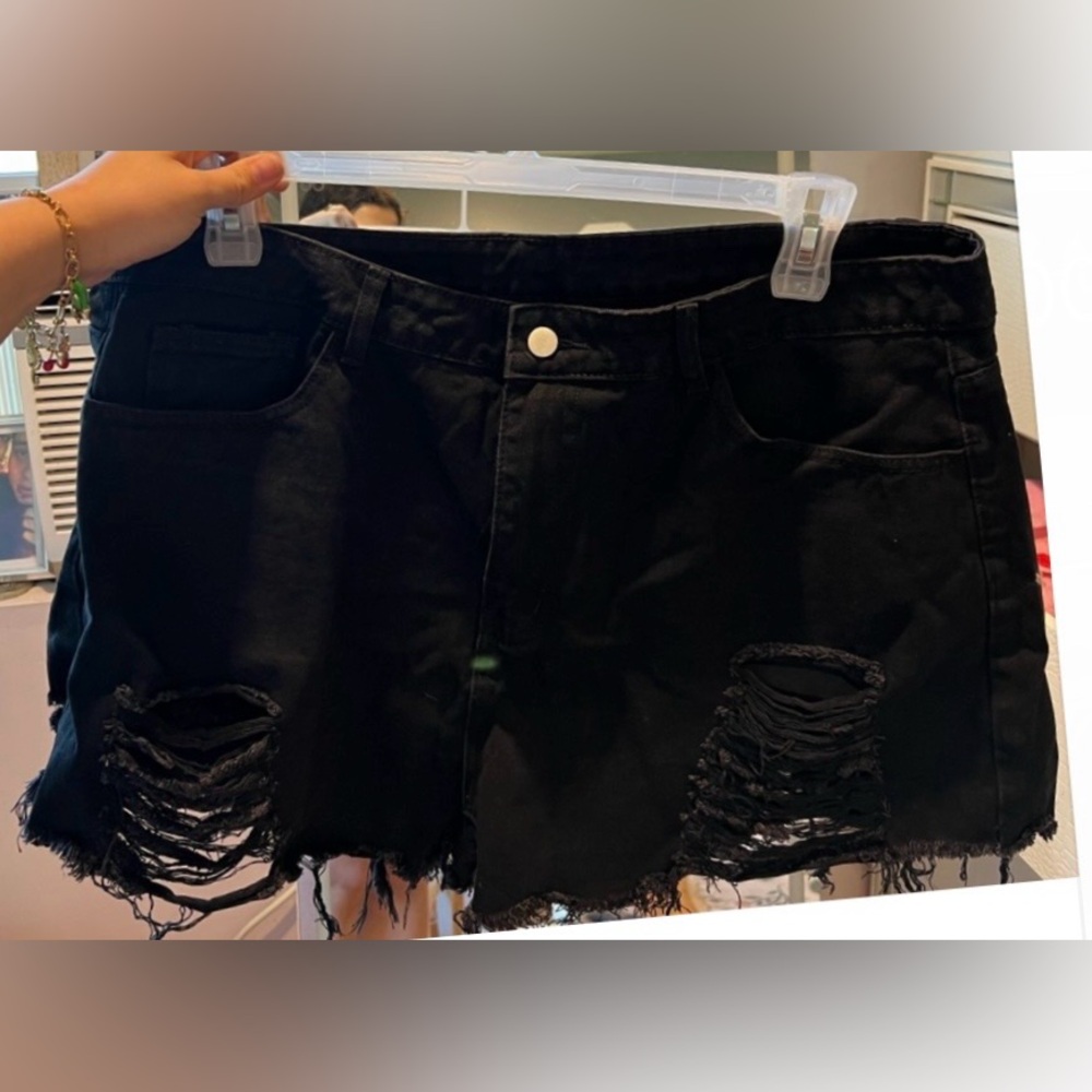 Black Distressed Women's Shorts